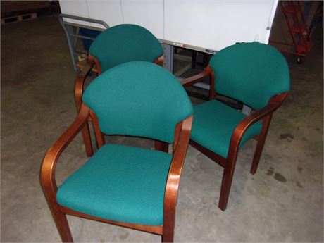 3 Green Cloth Chairs